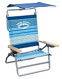 Tommy Bahama 5-Position Big Kahuna Folding Beach Chair with Sun Canopy - Blue Print