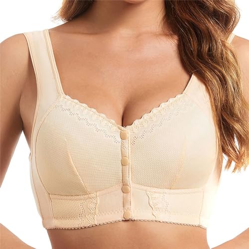 Syeelopri Front Closure Breathable Bra for Seniors (Beige,38)