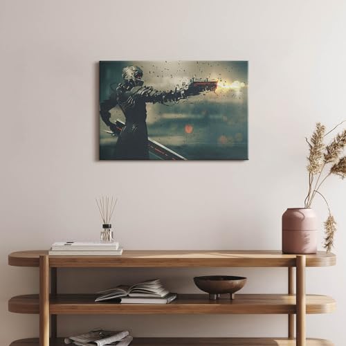 Illustration de science-fiction Wallfluent, tableau décoration murale de jeu 60x40