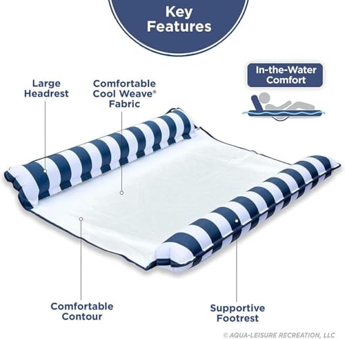 Image of Inflatable Pool Floats for Adults with Manual Air Pump - 4-in-1 Water Hammock, Floating Bed & Pool Chair | Portable Adult Floaties for Swimming Pool, Beach, Lake & Summer Party (2)