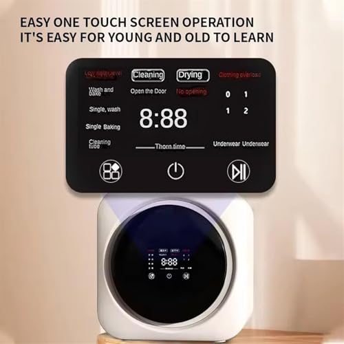 Mini Washer Dryer Combo de Wall-Mounted Mini Washer, 3.7kg de lavadora de carga frontal con alta pasteurización con alta temperatura a 95C, Control de pantalla táctil, Operación Silenlenta para Dormit