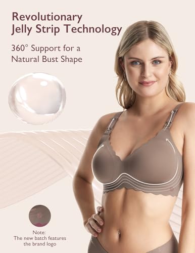 Image of Momcozy Nursing Bras for Breastfeeding, Seamless Pregnancy Maternity Bra Wireless Classic Jelly Strip Support Nursing Bra