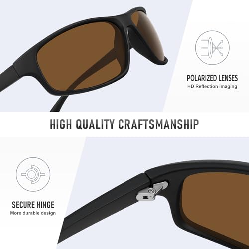 Image of Polarized Sports Sunglasses for Men UV Protective Unbreakable Frame Driving Cycling Fishing Sun Glasses
