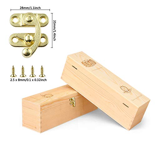 Pgmj 20 Pieces Jewelry Box Hardware Thickened Solid Antique Right Latch Hook Hasp Horn Lock Wood Jewelry Box Latch Hook Clasp And 80 Replacement Screws (Gold) #TOP4