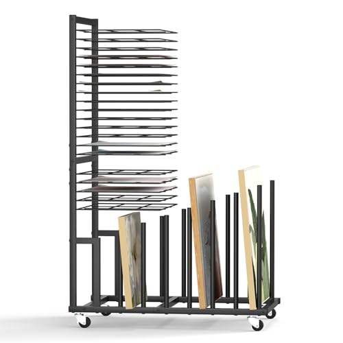 Image of uyoyous Art Storage Rack, Canvas Storage Stand with Wheels, Painting Drying Racks for Canvas Boards, Panel, Drawing Board, Crafts Drying