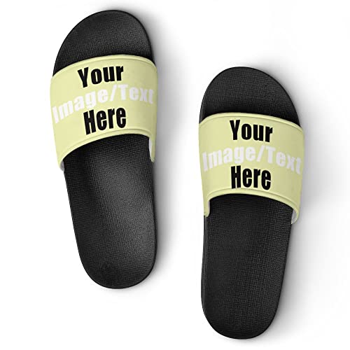 Custom Slides Sandals Personalized Add Your Name Photo Design Sandals Fashion Beach Sandals Comfort Bathroom Shower Shoes Non Slip Indoor Outdoor Water Sandals for Women Men