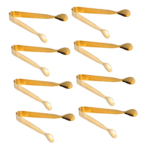 STOBAZA 8-piece Stainless Steel Ice Tongs Sugar Cube Tongs Ice Sugar Cubes Holder Food Holder Comfortable to Hold Rust-proof