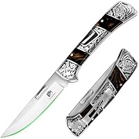 FULLHI 4 Klappbare Jagdmesser Lock-back Messer Harz/Rosewood Handle Pocket Messer mit Messer-Clip für Camping Wandern Überleben, Weihnachten & Thanksgiving Geschenk Mann oder Frauen (Schwarzes Harz)