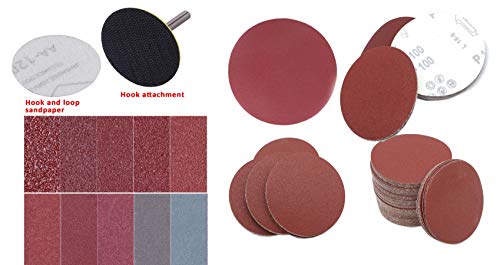 Image of DIY Crafts 25mm 1 inchinch Sander Disc Sanding Discs Paper with Abrasive Polish Pad Plate + 1 /4 Inch Shank for Rotary Grits 60 /80 /100 /120 /240 (Pack Of 75 Pcs Combo, Silver Brawn & Hook & Loop)