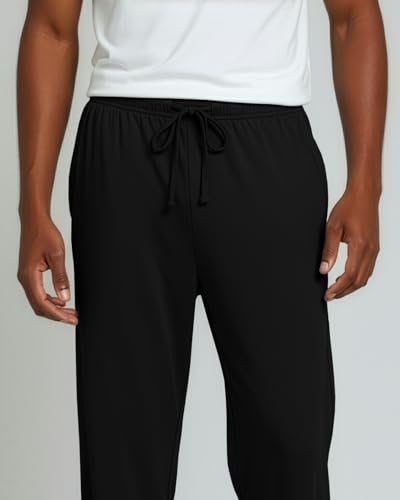 Image of Real Essentials 3 Pack: Men's Pajama Pants Soft PJ Lounge Bottoms Loungewear Pijamas Elastic Waist Pockets (Big and Tall)