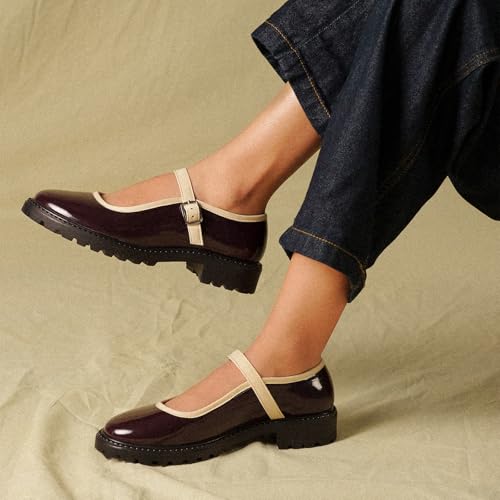 Image of Theater Sensei Pro Women Mary Jane Flats | Glossy Round-Toe Ballerinas with Adjustable Strap | Classy & Comfortable Footwear for Casual and Formal Wear