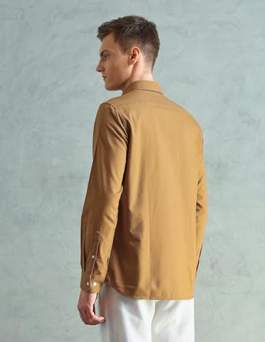 Image of Arrow Sport Solid Slim Fit Cotton Shirt for Men - Full Sleeve Mens Casual Shirts