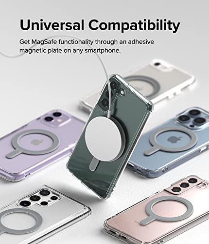 Image of Ringke Magnetic Plate Compatible with MagSafe Accessories, Polycarbonate Universal Adhesive Magnet Stickers with Installation Attachment Guide - Gray