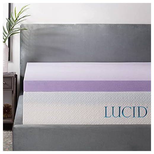 LUCID 3 Inch Lavender Infused Memory Foam Mattress Topper - Ventilated Design - Queen Size