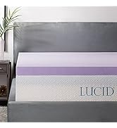 LUCID 3 Inch Lavender Infused Memory Foam Mattress Topper - Ventilated Design - Queen Size