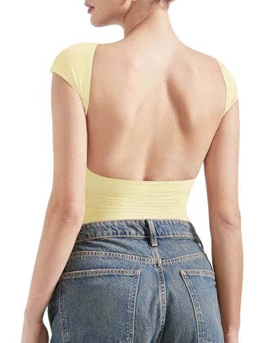Women backless double-lined open-back tee