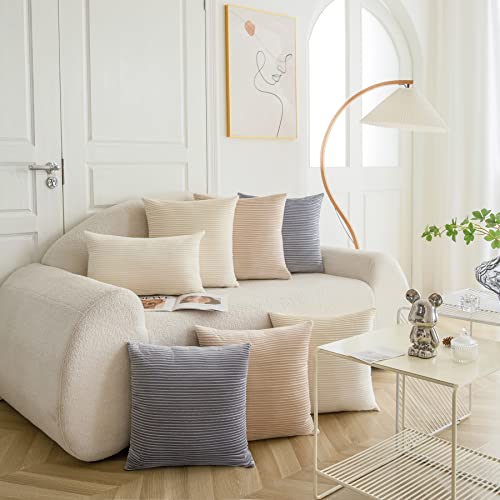 Muamar Accordion Style Pillow Covers Pack Of 2, Throw Pillow Covers Soild Couch Cushion Covers Soft Velvet Pillow Cases For Sofa Bedroom Livingroom Home Decor Or Car Decor(18X18, Cream White) #TOP5