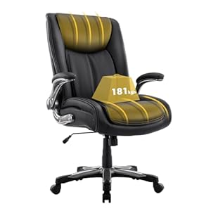 COLAMY Großer und hoher Bürostuhl 181 kg, großer, strapazierfähiger Executive-Computerschreibti... mit hoher Rückenlehne und klappbaren Armlehnen für das Homeoffice, Schwarz