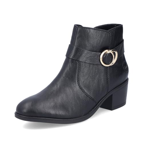 Rieker Damen Ankle Boots 73975, Frauen Stiefeletten,uebergangsschuhe,uebergangsstiefel,knöchelhoch,reißverschluss,Bootee,schwarz (00),39 EU / 6 UK