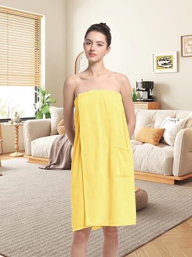 Image of Women'S Soft Wrap Towel Full Length,Bath Robe After Shower Female Plush Long,Spa Bathrobes Lightweight With Pockets