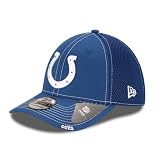 New Era Unisex-Adult NFL 39THIRTY Team Color Neo Primary Logo Stretch Fit Flex Football Cap Hat - Indianapolis Colts Blue - Medium/Large