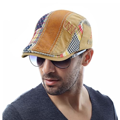 Image of M MOACC Men Beret Hat Cotton Adjustable Newsboy Hats Cabbie Gatsby Cap Driving Flat Caps
