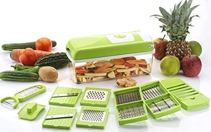 UNIQUE BEAUTY 12 in 1 Vegetable and Fruit Chipset, Chopper, Slicer, Grater, Dicer, Peeler, Cutter for Home Kitchen (Green)