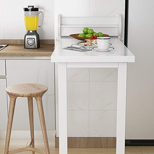 Folding table Mesa de Bar para Colgar en la Pared de Madera Maciza, Mesa Auxiliar Plegable con Soporte de Carga, Mesa Larga para Restaurante, Adecuada para Uso en Apartamentos pequeños (Blanco)