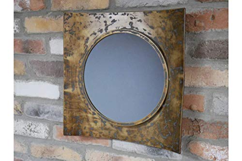 Espejo de metal reciclado de oro antiguo para colgar en la pared, marco cuadrado industrial