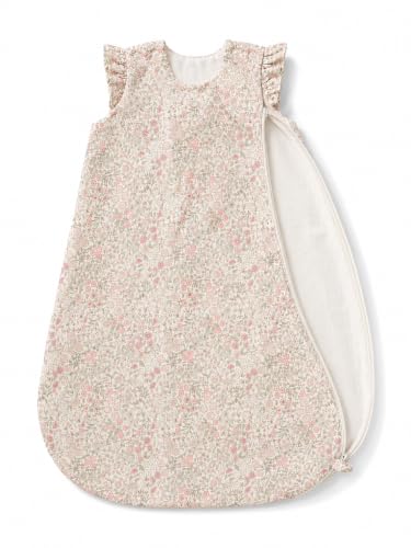 Image of TuddyBuddy Baby Cotton Wearable Quilted Sleeping Bag Blanket 1.5 Tog with 2 Way Zipper Closure | Ideal for Babies & Kids Hypoallergenic Fabrics | (Ditsy Floral - Frill Sleeves, 6-12 Months)