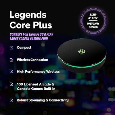 Legends Core Plus, Plug And Play Arcade Game Console, Home Arcade, Classic Retro Video Games, 100 Licensed Genre-Defining Arcade & Console Games, Includes Action Fighting Puzzle Sports, WiFi, HDMI