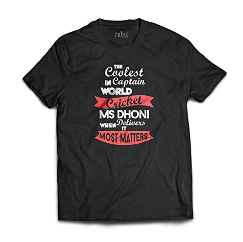 Image of Prink M.S. Dhoni Cricketers Printed T-Shirts | Tees for Men | Black Cotton Regular fit Tshirts | Printed Tshirts for Men, Cricket, Mahi Fans |
