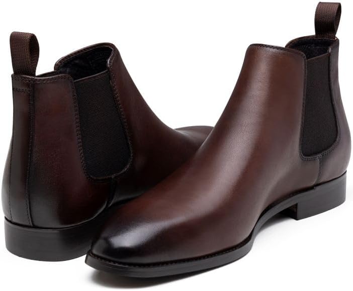 Jousen Chelsea Boots Men Polished Leather Dress Boots Stylish Classic Retro Slip On Boots for Men - Image 7