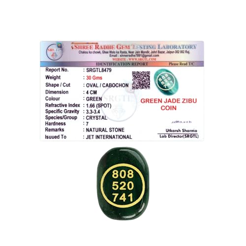 Jet Energized Green Jade Zibu Symbol Reiki Stones Set, Certified Healing Crystal for Luck, Abundance & Money, Pre-Energized Jade for Chakra Balance & Manifestation (Green Jade Abundance)