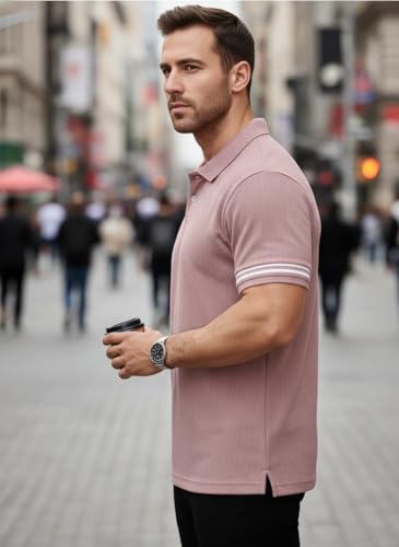 Image of Mack Jonney Men's Premium Jacquard Polo T-Shirt | Short Sleeve Soft Knit Fabric | Stylish Casual & Smart Wear Polo-M6938
