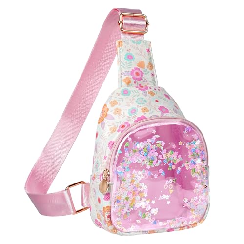 Image of COSHAYSOO Little Girls Floral Purse Cute Sling Crossbody Bag for Toddler Preschool Kids Girls 2 3 4 5 6 Year Old Graduation Birthday Flower Girl Gifts Fashion Spring Summer Essentials Pink Accessories | Floral print