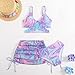 Girls 3 Pieces Swimsuits Criss Cross Bikini Sets with Mini Skirt Drawstring Ruched Beach Coverups Bathing Suit for 3-12 Years