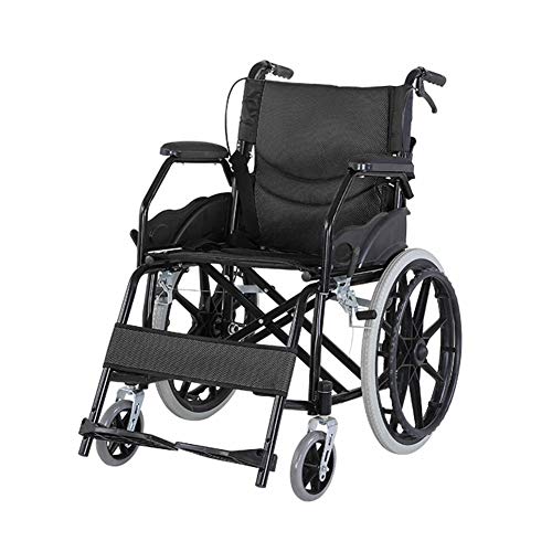 Transit-Rollstuhl, Rollstühle mit klappbarer Rückenlehne, abnehmbare, wegschwenkbare Fußstützen und Armlehnen, zusammenklappbar für den Transport, einfach für die Pflegekraft zu schieben (schwarz Cover