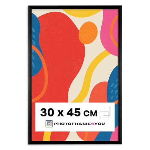 Photoframe4you - Cornice per foto 30x45 cm nera -Vetro acrilico