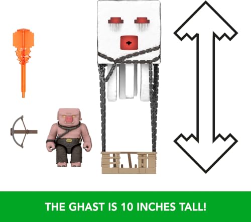 Mattel Minecraft Action Figure Set, Blast Attack Ghast with Lights, Sounds, Launcher & Projectile, Plus Piglin Warrior Inspired by the Movie - image 3