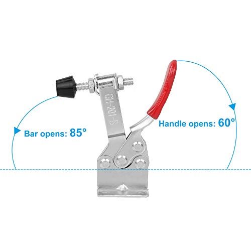 Aconnet MNUS-TOGGLECLAMP-12-GH201B-200930 Adjustable Toggle Clamp 12 Pack 201-B Style Quick Release Toggle Latch Hold Down Clamp Antiskid Red Horizontal Clamp 360Lbs Holding Capacity Quick Release Woodworking Tool thumb #2