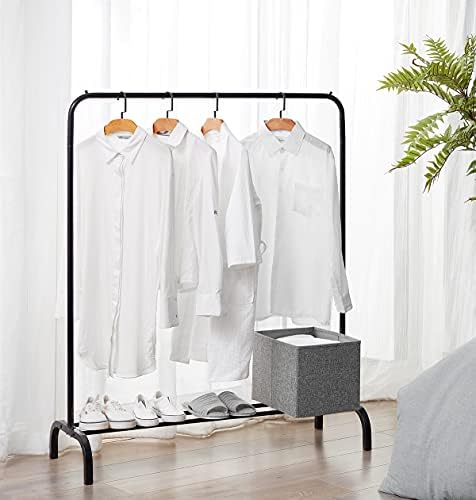 Vivo Technologies Metal Clothes Rail Stand with Hanging Rail and Storage Shelf , Clothes Rack Clothing Rails for Bedroom Hanging Rails for Clothes Black