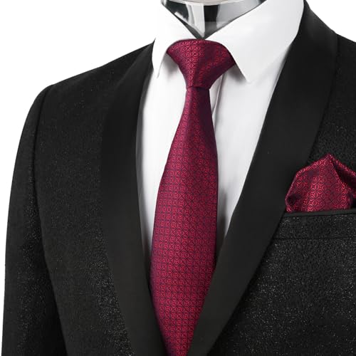 Image of Alizeal Mens Vintage Solid Plaid Tie with Pocket Square 3.15inches Necktie Set
