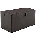 BTEXPERT 120 Gallon Outdoor Storage Deck Box Large Container for Patio Furniture Garden Tools Cushions Pool Supplies Sports Equipment Waterproof Lockable Steel Metal insert rod UV Resistant Resin