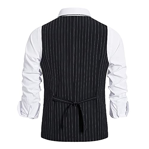 Men's Striped Casual Business Vests Lightweight Waistcoat Slim Fit Suit Vest Single Breasted Formal Blazer Jackets4
