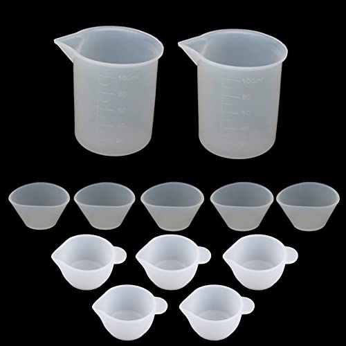 12 piezas de herramientas de fundición de resina de 100 ml, 20 ml, 10 ml, tazas de vertido reutilizables para hacer aretes