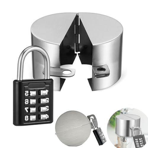 Stainless Steel Outdoor Tap Lock with Coded Padlock - Faucet Cover for Garden Home & Outside Anti-Theft & Freeze Protection Tool-Free Installation for Stop Valve