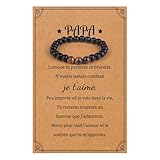 LmashRbaiw Cadeau Fete Des Peres Papa Grand Pere Beau Pere,Idee Cadeau Anniversaire Homme pour Papa Personnalisé,Pierre Naturelle Bracelet Homme Saint Valentin Noel