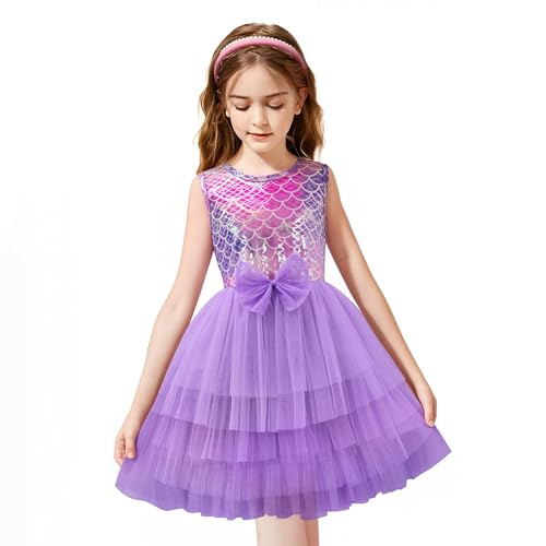 LQSZ Girls Sparkle Mermaid Tutu Dress Tank Top Birthday Party for Toddlers Kids 3-12 Years Playwear Photo Shoot