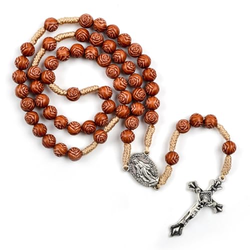 ADXINYATEX Saint Mary Regina Crucifix Rosary Necklace Wall Cross Metal Wall Art Blessing Spiritual Sacred Faith Gift Medal for Men Women